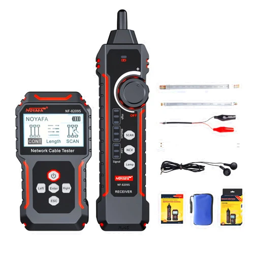 NOYAFA NF-8209S Network Cable Tester with PoE and NCV, Cable Length Test,Port Flashing, Multi-Function Trouble-Free Line Scan Mode,CAT5,CAT6 Line Tracer, LAN Ethernet Tester,Network Cable Tracer Kits