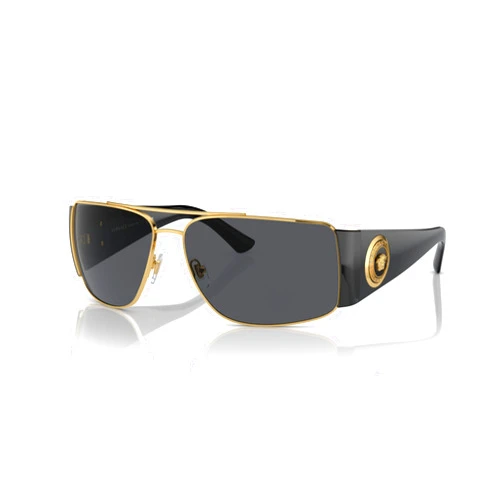Versace Man Sunglasses Gold Frame, Dark Grey - Polar Lenses, 63MM
