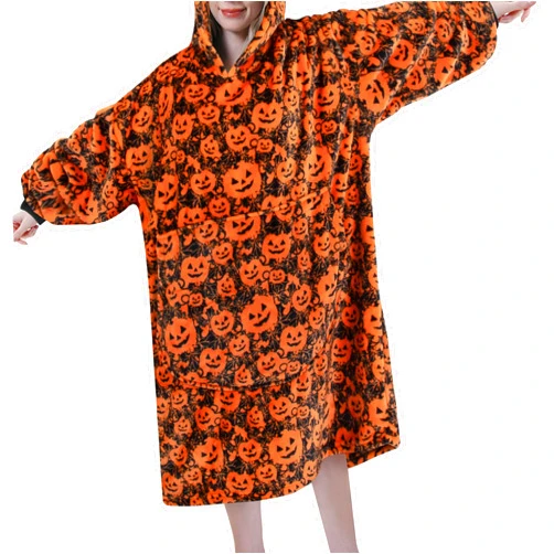 Easy-Going Oversized Flannel Wearable Blanket Hoodie for Adults, One Size Fits All