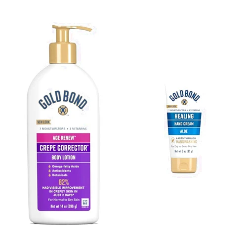 Gold Bond Age Renew Crepe Corrector Body Lotion, Replenishing & Smoothing Formula, 14 oz. & Healing Hand Cream, 3 oz., With Aloe, Moisture That Lasts Through Handwashing