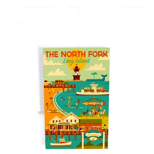 Lantern Press The North Fork, Long Island, New York, Geometric (Lined 6x9 Journal, Lay Flat, 193 Pages, FSC paper)