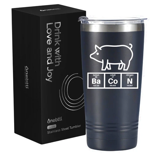 Onebttl Bacon Gifts Tumbler 20 oz, Bacon Gifts For Bacon Lovers, Stainless Steel Tumbler With Lid and Straw - Chemical Bacon