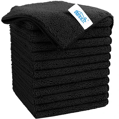 HOMEXCEL Microfiber Cleaning Cloth Black, 12 Pack Premium Microfiber Towels for Cars, Lint Free, Scratch-Free, Highly Absorbent, Reusable Cleaning Rags for Car, Household, Kitchen, 11.5