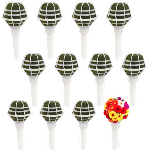 SEHOI 12 Pack Foam Bouquet Holders, Foam Floral Handle Bouquet Holders, Floral Arrangement Foam Bouquet Handle Holder for Artificial Fresh Flowers, Wedding Supplies, Decoration, 3.2 x 7 Inches