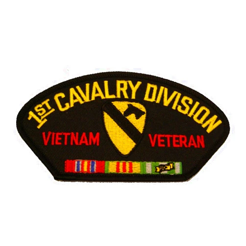 H 1ST CAVALRY DIVISION VIETNAM VETERAN with CREST and SERVICE RIBBONS PATCH - Great Color - Veteran Owned Business