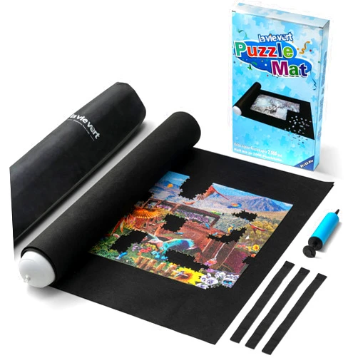 Lavievert Jigsaw Puzzle Mat Roll Up for 2000, 1500, 1000, 500 Pieces, Portable Puzzle Board Storage Saver Holder with Drawstring Closure Storage Bag & Hand Pump