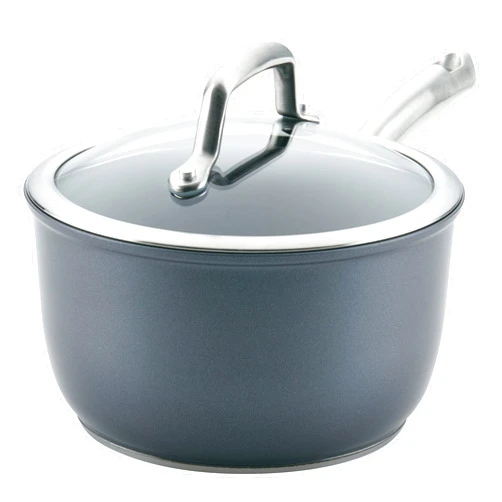 Anolon Accolade Forged Hard Anodized Nonstick Sauce Pan / Saucepan with Lid, 2.5 Quart - Moonstone Gray