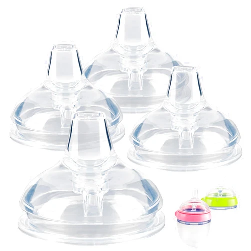 Joyfeed Sippy Spout Nipples for Comotomo Baby Bottles,100% Soft Silicone Sippy Cup Nipples,Variable Flow Conversion Nipple,6+ Months,4 Count