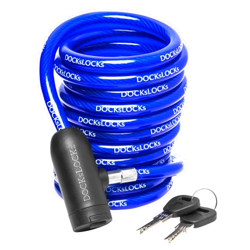 DocksLocks Coiled Security Cable with Key Lock (5’, 10’, 15’, 20’ or 25’ Lengths), Weatherproof Multi-Purpose Anti-Theft Protection for Kayaks, Bikes, Paddleboards, Scooters, Equipment and More 15ft