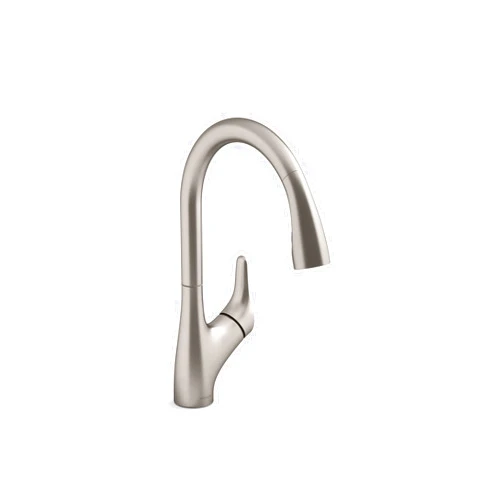 Kohler 30469-VS Rival Single Handle, Kitchen Sink Faucet with Pull-Down Sprayer, Vibrant Stainless