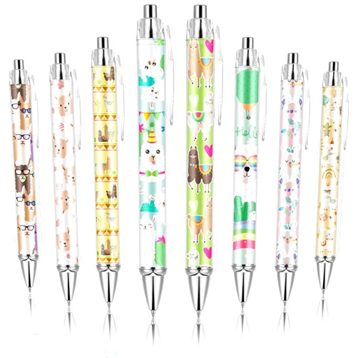 Ireer 8 Pcs Ballpoint Pens for Women 1.00 mm Cute Black Ink Fancy Pens Fine Point Smooth Writing for Journaling Aesthetic Office Supplies(Llama)