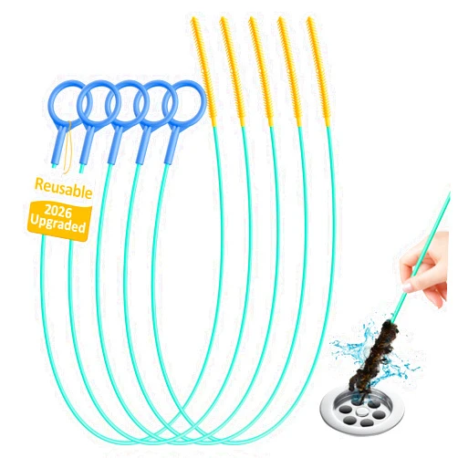Kelly's Collection Reusable Drain Snake Hair Drain Clog Remover 30 Inch, 2026 Upgraded Sink Snake Drain Hair Removal Tool, Anti-Break Metal Shower Snake Drain Cleaner to Unclog Bathroom Sink, Tub (5)