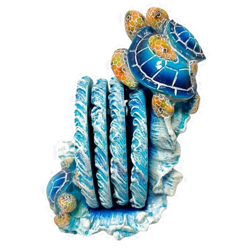 BestgiftEver Nautical Coaster Set with Turtle and Ocean Wave Design - Beach House-Inspired Kitchen and Dining Room Accents and Accessories - Coastal Table Decor -