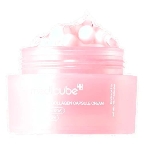 medicube Salmon DNA PDRN Pink Collagen Capsule Cream, Face Moisturizer | Lightweight Moisturizing Cream | PDRN, Niacinamide for Uneven Skin Tone, Glow hydration | Korean Skin Care 1.94 oz