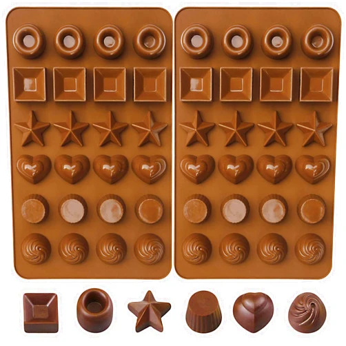 LLchunyun Chocolate Molds Silicone 2Pcs Cute Candy Molds 24 Cavities Deep Chocolate Candy Mold for Baking Bite Size Peanut Butter Cup Mold Ice Jello Soap Mold for Handmade Chocolate