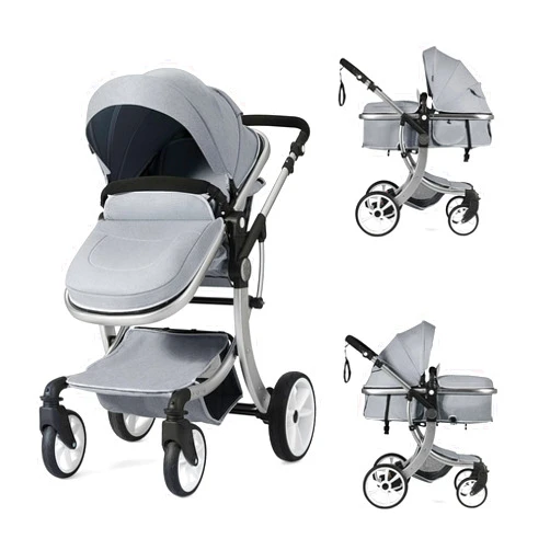 Honey Joy Baby Stroller, High Landscape Convertible Infant Bassinet Stroller, Adjustable Canopy & Backrest, Storage Basket, Foot Cover, Foldable Newborn Carriage Pram Stroller (Gray)