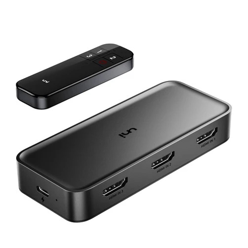 uni HDMI Switch 3 in 1 Out 4K@60Hz, HDMI Splitter Switcher with Remote, HDMI 2.0 Selector 3 Port Box Supports 3D, HDCP2.2, HDR Compatible with Laptop, PS5/4, Xbox, Roku TV, Fire Stick, Blu-Ray Player