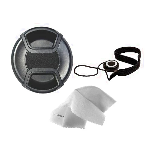 Digital Nc Olympus Pen E-PL6 Lens Cap Center Pinch (58mm) + Lens Cap Holder + Nw Direct Microfiber Cleaning Cloth.