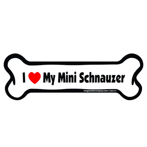 Imagine This Bone Car Magnet, I Love My Mini Schnauzer, 2-Inch by 7-Inch