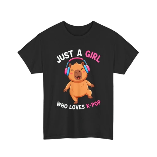 GENERIC Just a Girl Who Loves K-pop Dancing Capybara Headphones Music Lover Apparel
