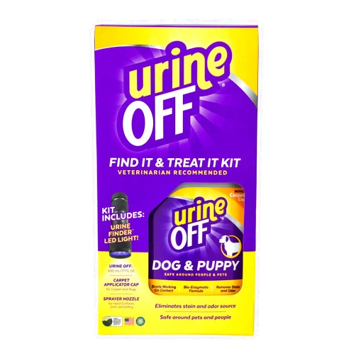 Urine OFF Puppy & Dog Pet Stain Remover & LED Urine Finder Light | Freshly Scented Carpet Cleaner | Bio Enzymatic Stain & Urine Odor Remover | Pet Safe Cleaner | 16 oz.