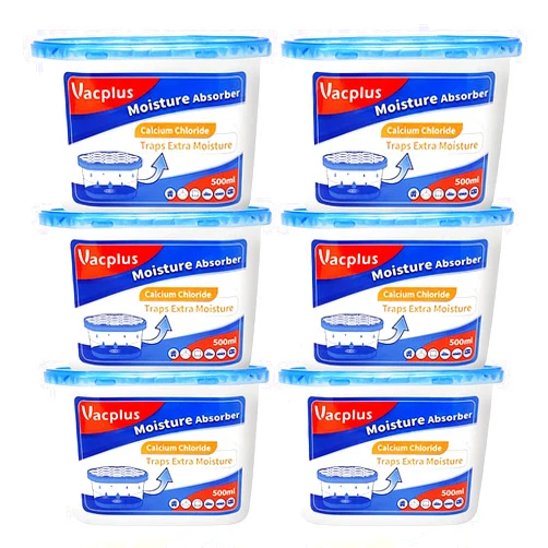 Vacplus Moisture Absorbers 6 Pack, 10.5 Oz Portable Humidity Absorber Boxes for Your Bathroom, Closet & Car, Dehumidifier with Fragrance Free, Navy Blue