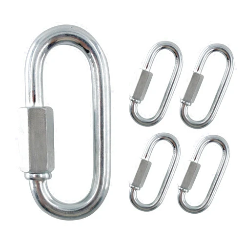 PDETVEO 6PCS M6 Carbon Steel Chain Quick Links, M6 Quick Locking Carabiner, 1/4Inch D Shape Locking Quick Chain, 880 LBS Weight Capacity