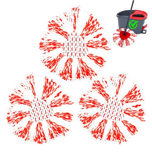 GFRED 3 Pack Upgraded Deep Clean Refill Compatible with O Ceda EasyWring Spin Mop & Bucket System Microfiber Mop Heads Refill for Oceda Easywring 1 Tank Spin Mop System, 40% More Cleaning Power, Scrub Pad