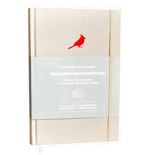 WOOWA Guided Grief Journal for Navigating Loss. Memorial, Sympathy Gifts for Loss of Loved One. Bereavement, Cardinal, Remembrance, Sorry For Your Loss Gifts. Grief Journal with 4 Sections of Prompts.