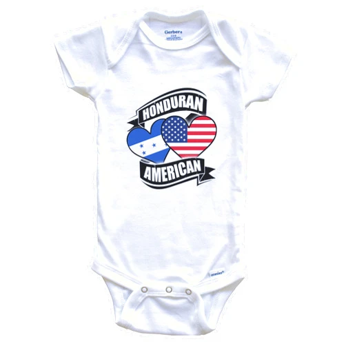 Really Awesome Shirts Honduran American Hearts USA Honduras Flags Baby Bodysuit