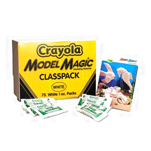 Crayola Model Magic Self-Hardening Modeling Compound, 75 1oz Pouches per Carton, White