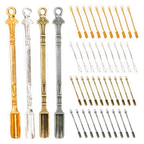 Ziimaikery 40 Pcs Mini Spoon Metal Medicine Spoon Shovel,Metal Spoon Power Scoop Tableware Charm Mini Pendant Necklace Spoon for Measuring Spices,Herbs,Powder,Coffee,Sugar