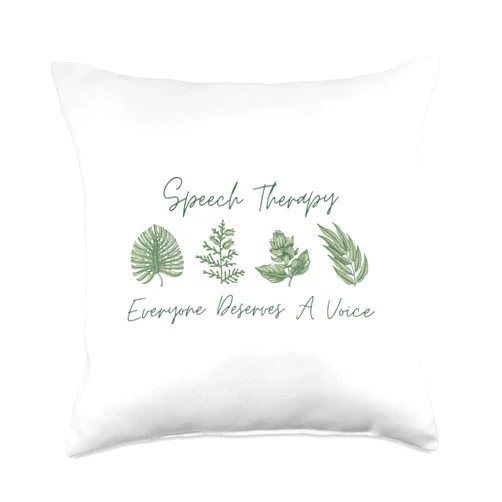 SLP Café Therapist SLP Speech Therapy Summer Spring Botanical Throw Pillow, 18x18, Multicolor