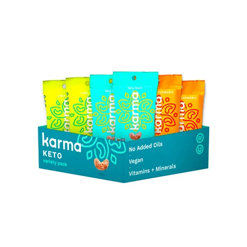Karma Whole 30 Variety Pack Cashews by Karma Nuts, Whole, Roasted, Vegan, Zero Sugar, Non GMO, Gluten Free, Low Carb, Low Calorie, Everyday Nut Snack, 1.5 Ounce (6 Snack Packs)