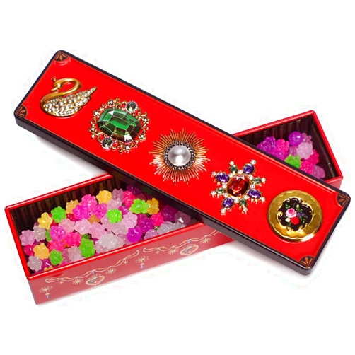 Mayca Moon Konpeito Candy Japanese Tiny Sugar Candy 100g Bijou Jewel Can (Red Bijou & Lovely)