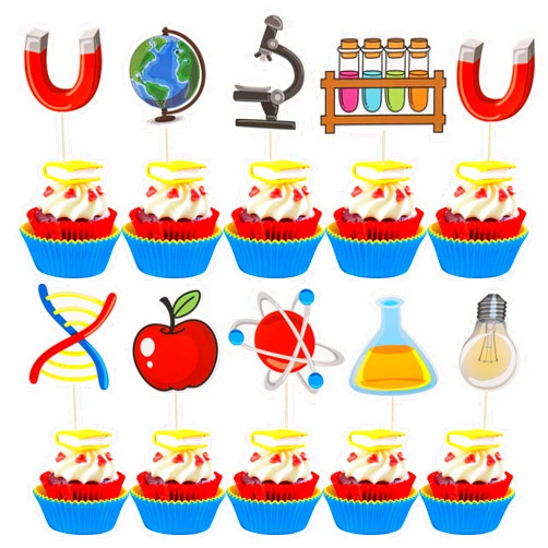 Gyufise 36Pcs Science Cupcake Toppers Science Rocks Cake Picks Baby Shower Kids Astronomy Biology Chemistry Physics Science Theme Cake Decorations for Birthday Party Decoration Supplies