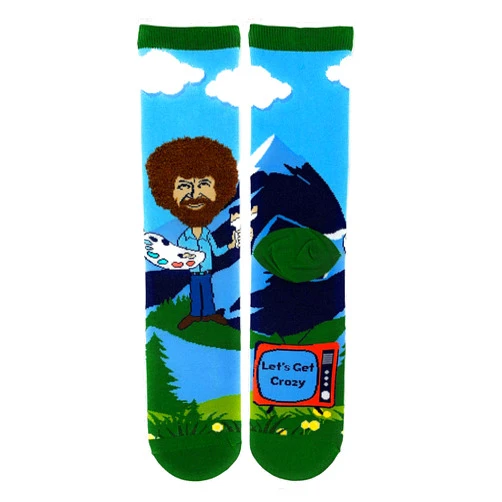 ooohyeah Men's Bob Ross Novelty Crew Socks, Funny Socks Crazy Socks, Fun Casual Dress Cotton Socks