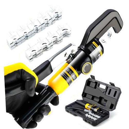 IBOSAD 10 Tons Hydraulic Wire Battery Cable Lug Terminal Crimper Crimping Tool With 9 Pairs of Dies,1/8” Wire Rope Crimping Tool
