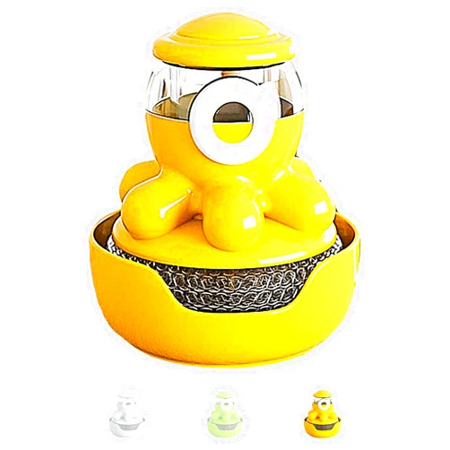KoovDem Dish Brush with Dish Scrubber, Cute Octopus Dish Scrub Brush for Pots Sinks & Home Kitchen Wall-Mounted Soap Dispensing Cleaning Tool with Attachable Placement Slot, Include 3 Brush Head(Yellow)