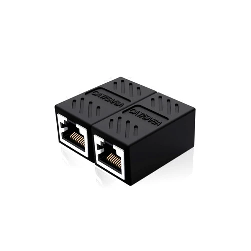 Qreikuw RJ45 Cat6 Coupler Ethernet Extender Connector for Cat7/Cat6/Cat5e/Cat5 Ethernet Cable Extender, Easy Connect, Female to Female Black, 2 Pack