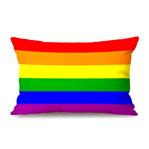 Solekla LGBT Gay Pride 6 Stripe Rainbow Flag Cotton Linen Decorative Throw Pillow Case Cushion Cover Pillowcase for Couch Sofa Bed,12 X 20 Inches