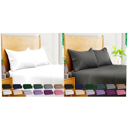 BAMPURE Luxury Series 4 Pcs Queen Sheet Set - 100% Pure Viscose derived from Bamboo Sheets Queen Size - Super Soft Queen Cooling Sheets for Hot Sleepers (White & Stone Gray)