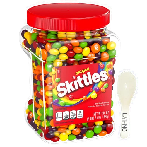 Lyfno Skittles Original 50oz Chewy Candy - Skittles Original Candy - Skittles Fun Size - Skittles Original Bulk (Lyfno Trademark Spoon Included)