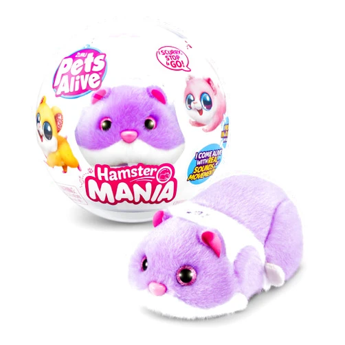Pets Alive Hamstermania (Purple) by ZURU Hamster, Electronic Pet, 20+ Sounds Interactive, Hamster Ball Toy for Girls and Children