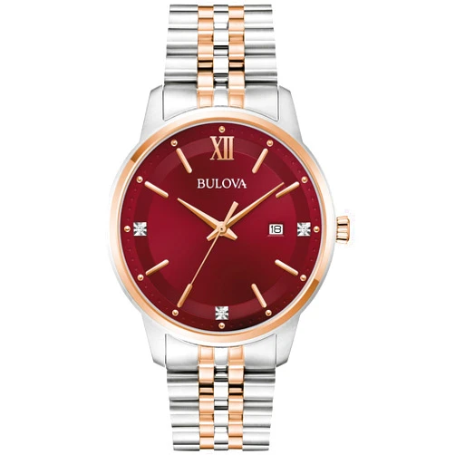 Bulova Men's Dress Classic Diamond Watch, 3-Hand Date Quartz Watch, Stainless Steel Bracelet, 41mm