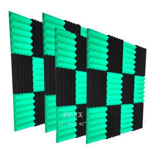 HWLIYUTAI 48Pack Black&Green Acoustic Foam Panels 2