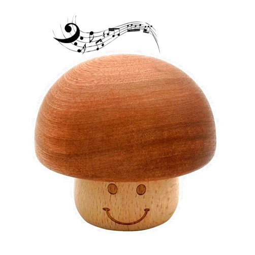 Pursuestar Over The Rainbow Rotating Music Box, Vintage Solid Wood Mushroom Wind Up Musical Gift with Smile face for Women Girls Mom Birthday Mother's Day Desktop Display