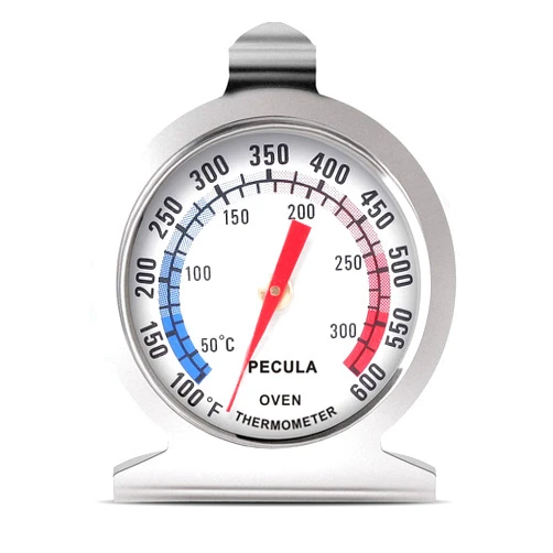 PECULA Oven Thermometer 50-300°C/100-600°F, Oven Grill Fry Chef Smoker Analog Thermometer Instant Read Stainless Steel Kitchen Cooking Thermometer