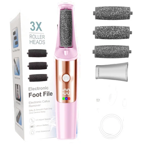 Felizshop Electric Callus Remover for Feet, Professional Pedicure Tools Foot Care Kit, Foot Scrubber Electric Feet File Smooth Pedi Wand for Hard Cracked Dry Dead Skin, 3 Rollers, 3 Speeds,Ideal Gift