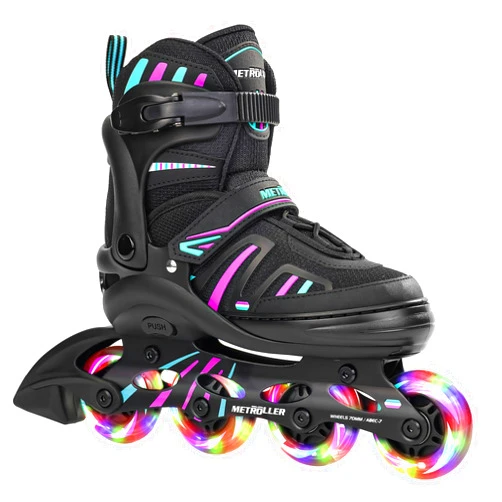 METROLLER Adjustable Inline Skates for Girls Boys with Light up Wheels Roller Skates Kids Youth Fun Beginner Blades